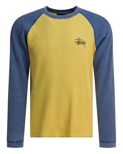 Stussy Raglan Thermal 2 Tone Knitwear Yellow in Blue for Men