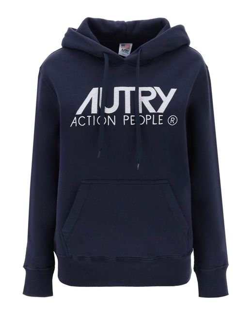 Autry Blue 'icon' Hoodie With Logo Embroidery