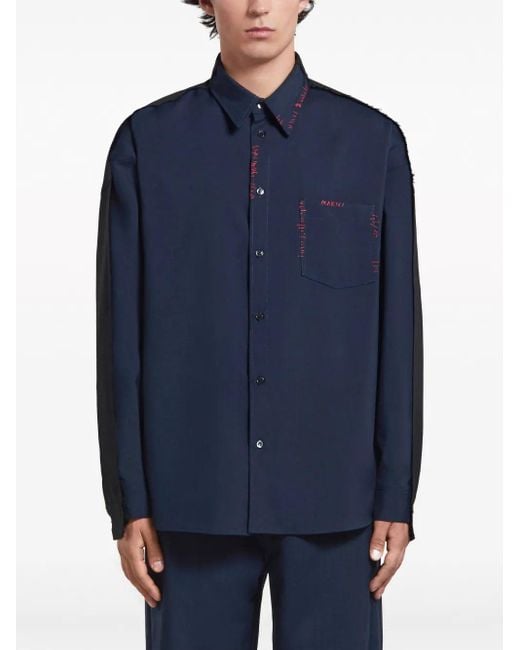 Marni Blue Shirt With Inserts for men
