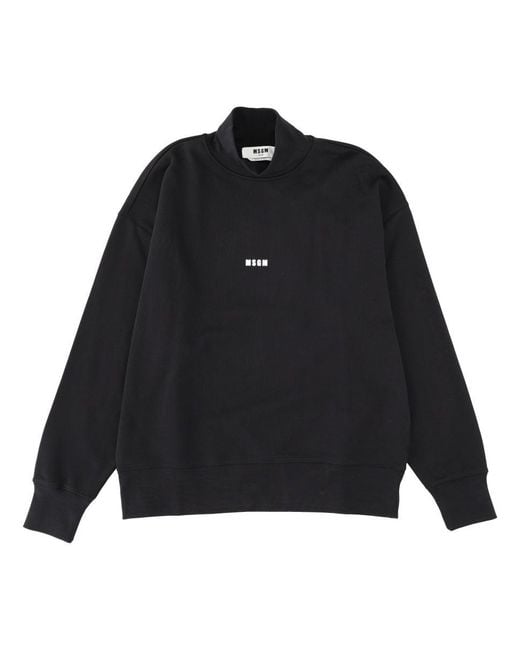 MSGM Men's Black Sweatshirt With Micro Logo