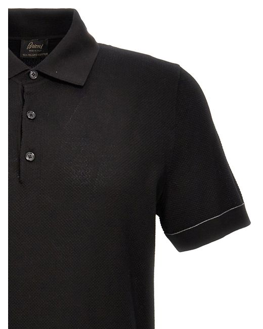 Textured Shirt Polo Nero di Brioni in Black da Uomo