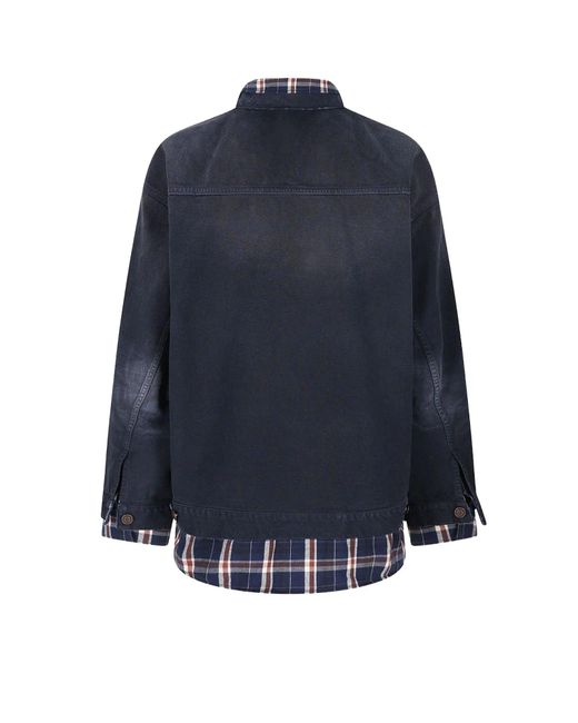 Canvas Jacket With Madras Inserts-Uomo di Balenciaga in Blue da Uomo