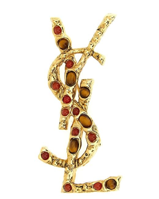 Saint Laurent Metallic Cassandra Brooch