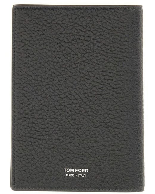 Leather "T" Card Holder-Uomo di Tom Ford in Black da Uomo