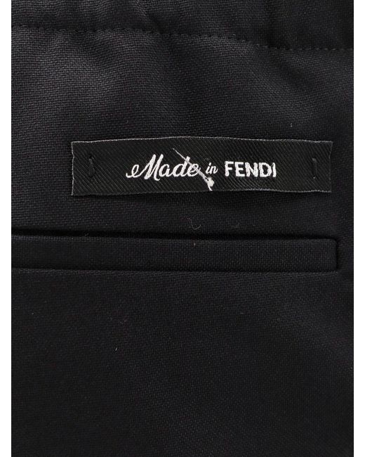 Pantalone in lana con etichetta 'Made in ' di Fendi in Black da Uomo