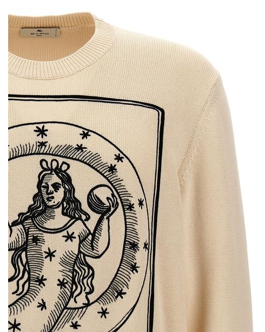 Logo Embroidery Sweater Maglioni Beige di Etro in Natural da Uomo