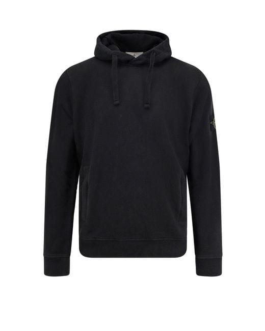 Stone Island Black Organic Cotton Hooded Sweatshirt for men