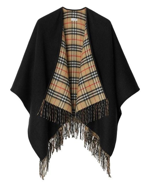 Burberry Black Reversible Plaid Cape