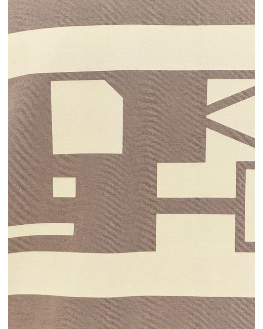 T-shirt in cotone organico con stampa logo frontale di Rick Owens in Gray da Uomo