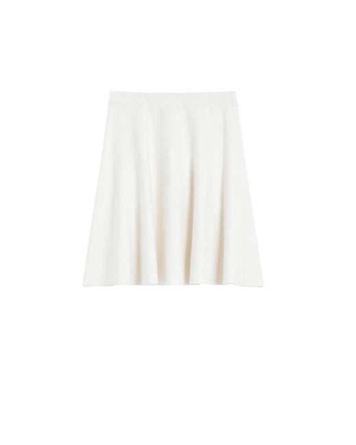 Max Mara White Cotton And Viscose Crepe Miniskirt