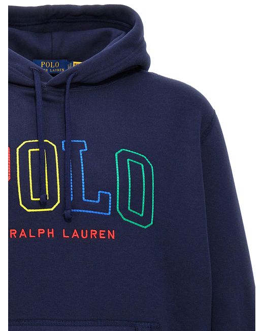 Polo Ralph Lauren Logo Hoodie Sweatshirt Blue for Men | Lyst