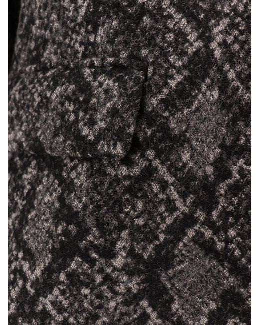 Cappotto in misto lana con stampa pitone di MICHAEL Michael Kors in Black