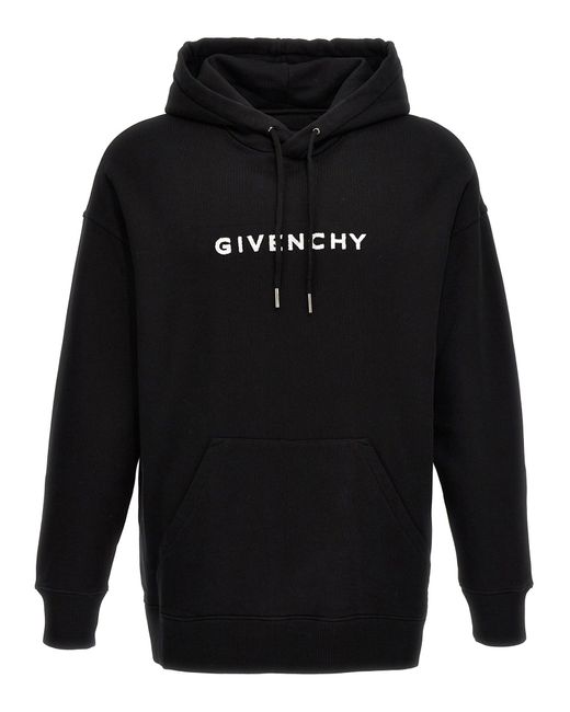 Givenchy Black Flocked Logo Hoodie Sweatshirt
