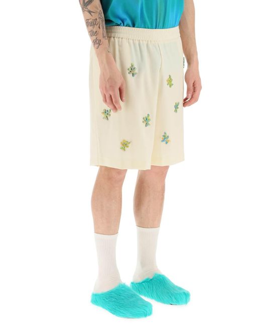 Bonsai Natural Applique Wool Shorts for men