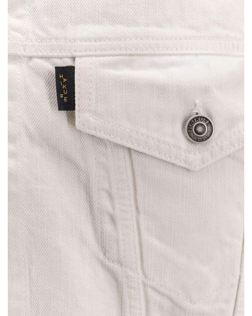 Haikure White Denim Jacket With Back Logo Patch