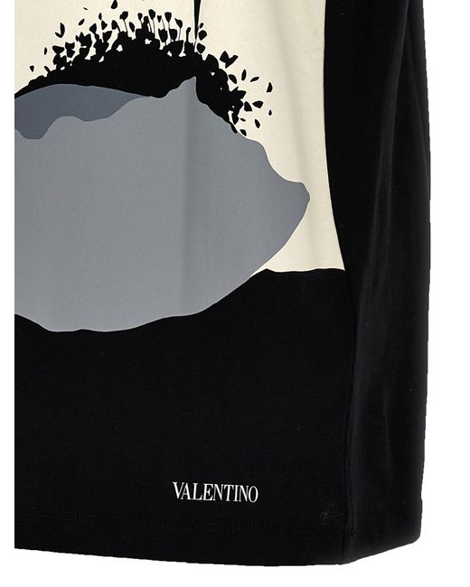 Valentino Garavani Black Flower Portrait T-shirt for men