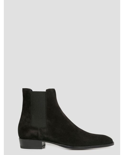 Saint Laurent Black Wyatt Chelsea Boots for men