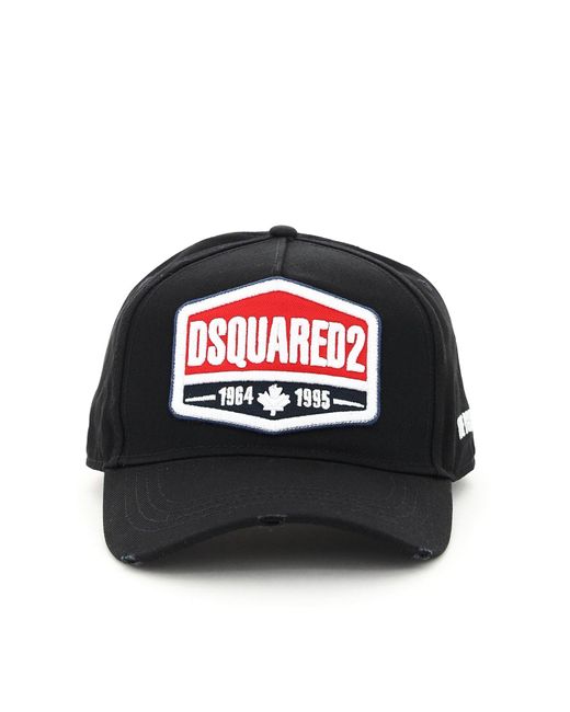 DSquared² Black Baseball Cap With Embroidered Patch for men