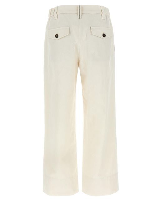 パンツ BRUNELLO CUCINELLI Monile pants White Brunello Cucinelli Trousers in White | Lyst