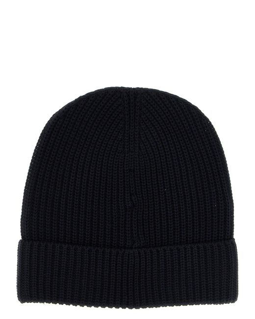 Ribbed Wool Beanie Cappelli Blu-Uomo di Brioni in Black da Uomo
