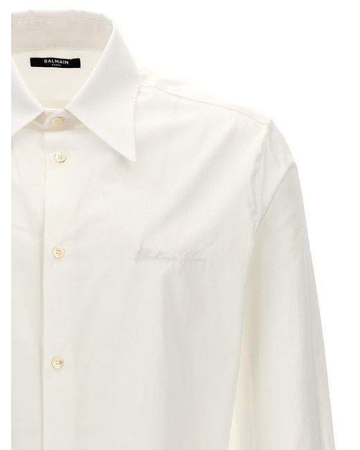 Logo Embroidery Shirt Camicie Bianco di Balmain in White da Uomo