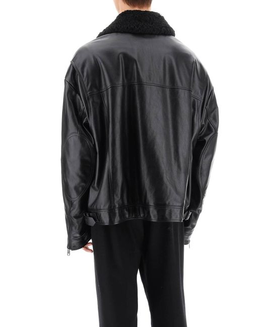 Dolce & Gabbana Black Leather-and-fur Biker Jacket for men