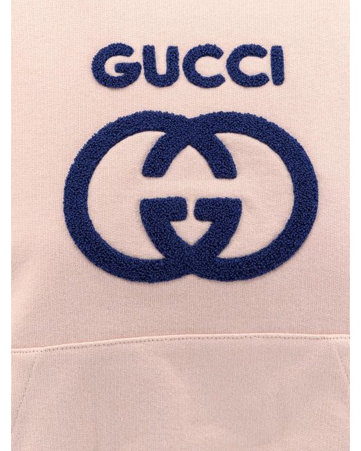 Felpa in cotone con Incrocio GG frontale di Gucci in Pink