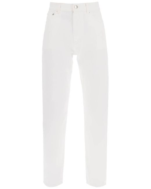 Jeans Cropped Con Taglio Dritto di Loulou Studio in White
