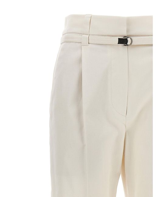 Brunello Cucinelli White With Front Pleats Pants