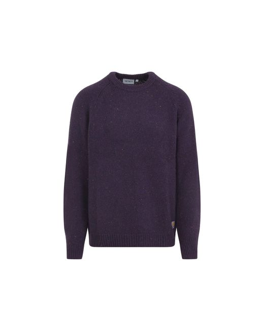 Carhartt Blue Knitted Wool Blend Sweater With Round Neck for men