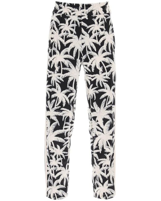 Palm Angels Black Joggers With Palms Print for men