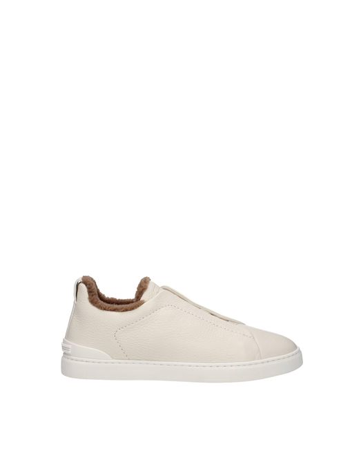 Zegna Natural Sneakers Triple Stich Leather Ivory for men