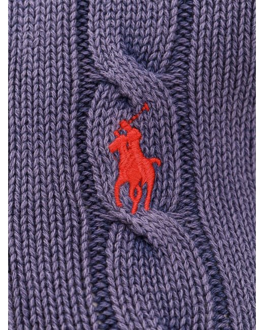 Maglia polo in cotone con logo ricamato di Polo Ralph Lauren in Blue