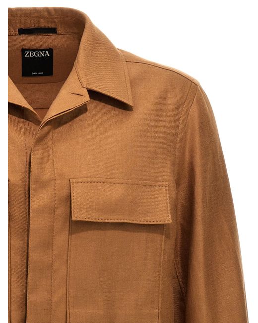Linen Jacket Giacche Beige di Zegna in Brown da Uomo