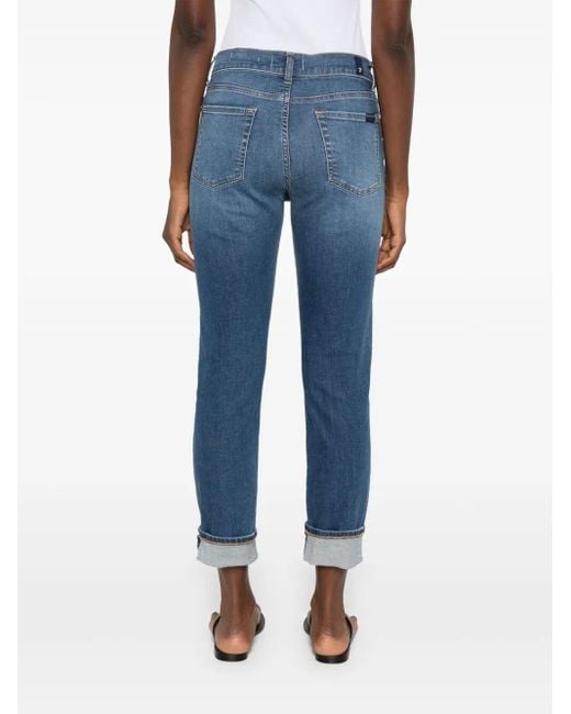 7 For All Mankind Blue Slim Mid-Rise Jeans