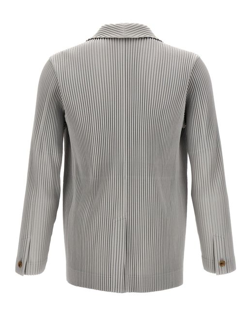 Homme Plissé Issey Miyake Gray Single-Breasted Pleated Blazer for men