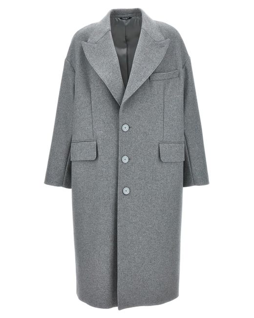 Dolce & Gabbana Gray Single-breasted Wool Coat for men
