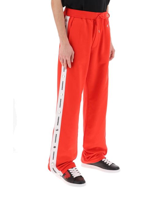 Pantaloni Sportivi Con Bande Logate Burbs di DSquared² in Red da Uomo