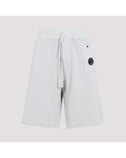 C P Company White Logo Patch Bermuda Shorts for men