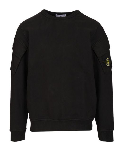 Stone Island Black Logo Badge Sweatshirt for men