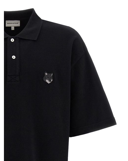 Bold Fox Head Polo Nero di Maison Kitsuné in Black da Uomo