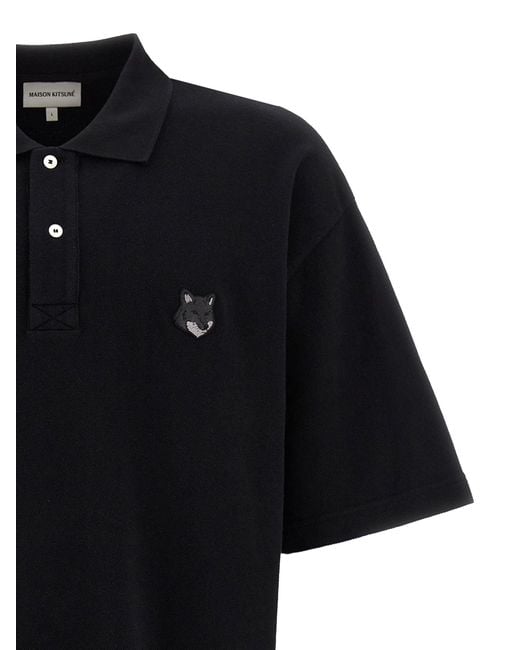 Maison Kitsuné Black 'Bold Fox Head' Polo Shirt for men
