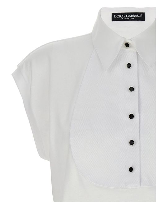 Plastron T Shirt Bianco di Dolce & Gabbana in Gray