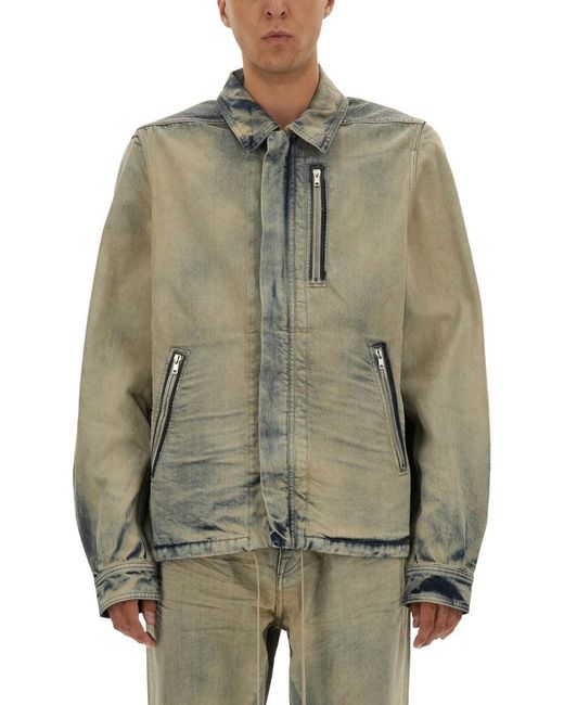 Rick Owens x Drkshdw Green Jacket With Concealed Zipper for men