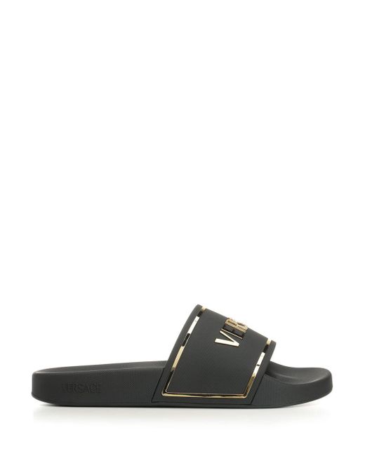 Versace Rubber Beach Slipper Sandals Black for men