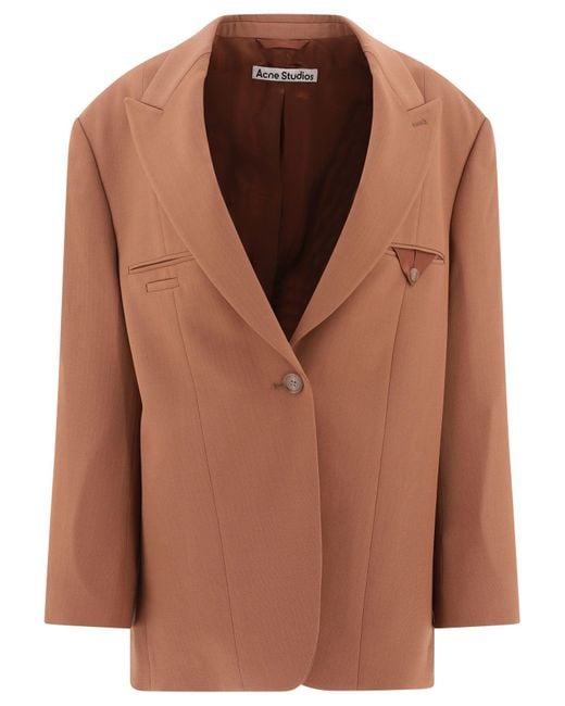 ジャケット Acne Studios Single-breasted blazer Brown Brown Single-Breasted Blazer by Acne Studios on Sale