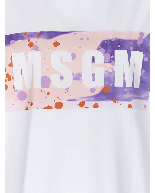 MSGM White Camo Season Box Logo T-shirt for men
