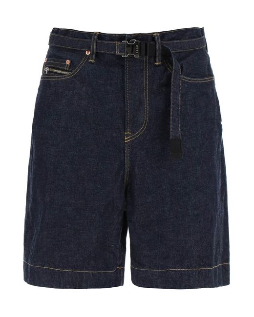 Sacai Blue Denim Bermuda Shorts With Removable Belt for men