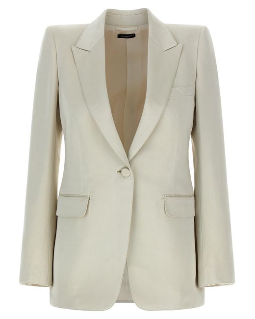 Tom Ford Natural Duchesse Single-Breasted Blazer