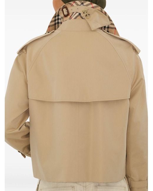 Burberry Natural Cotton Cropped Trench Coat